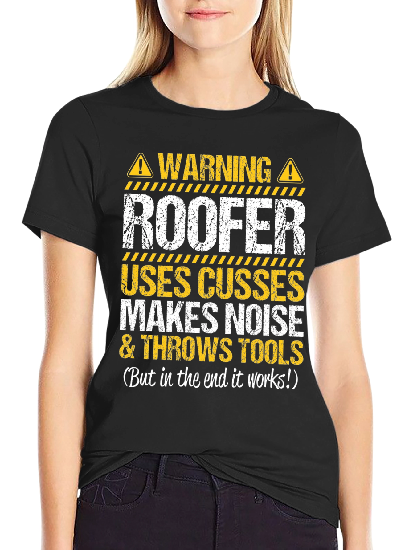 Camiseta Negra Advertencia Roofer