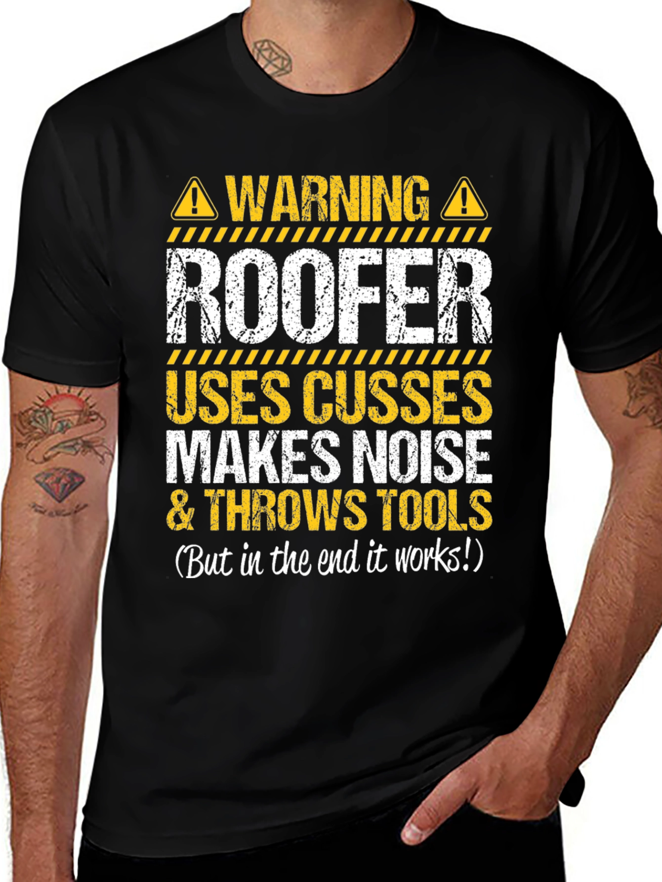Camiseta Negra Advertencia Roofer