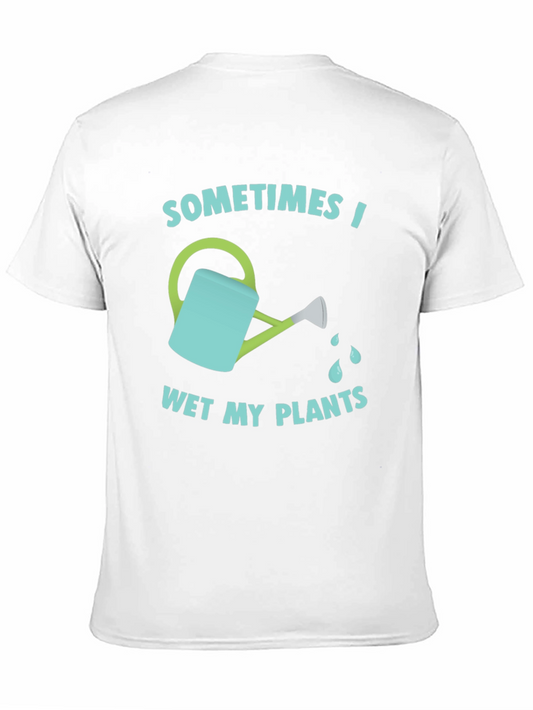 Camiseta Negra Divertida Riego Mis Plantas