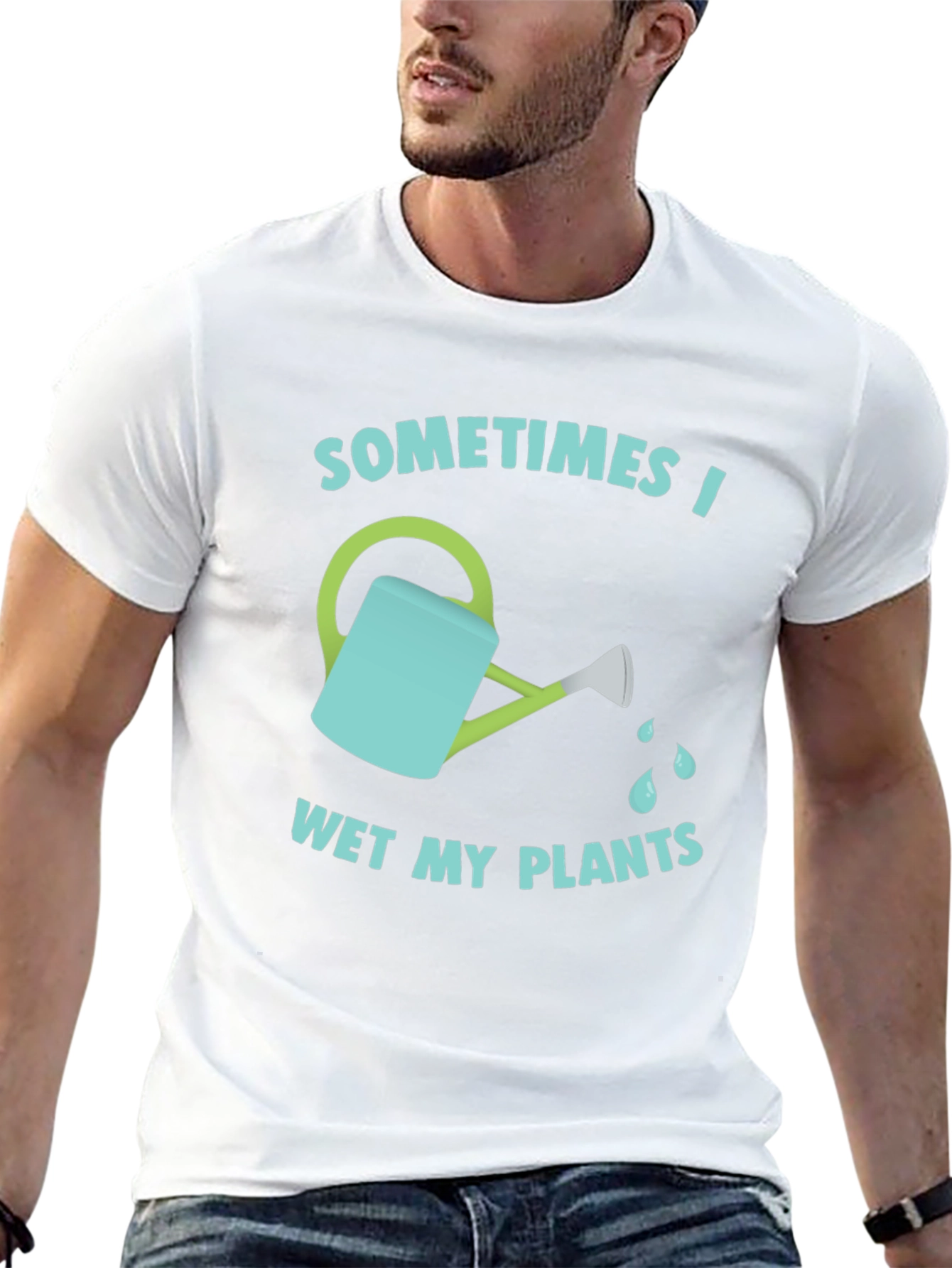 Camiseta Negra Divertida Riego Mis Plantas