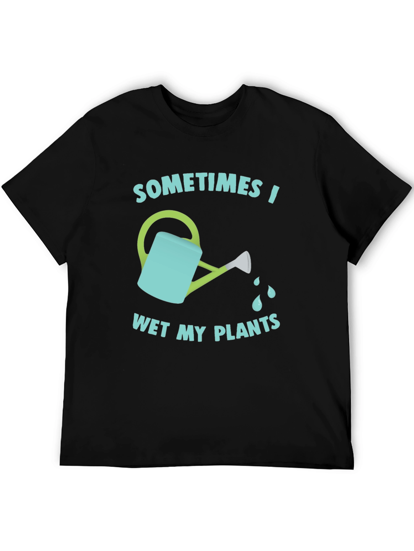 Camiseta Negra Divertida Riego Mis Plantas