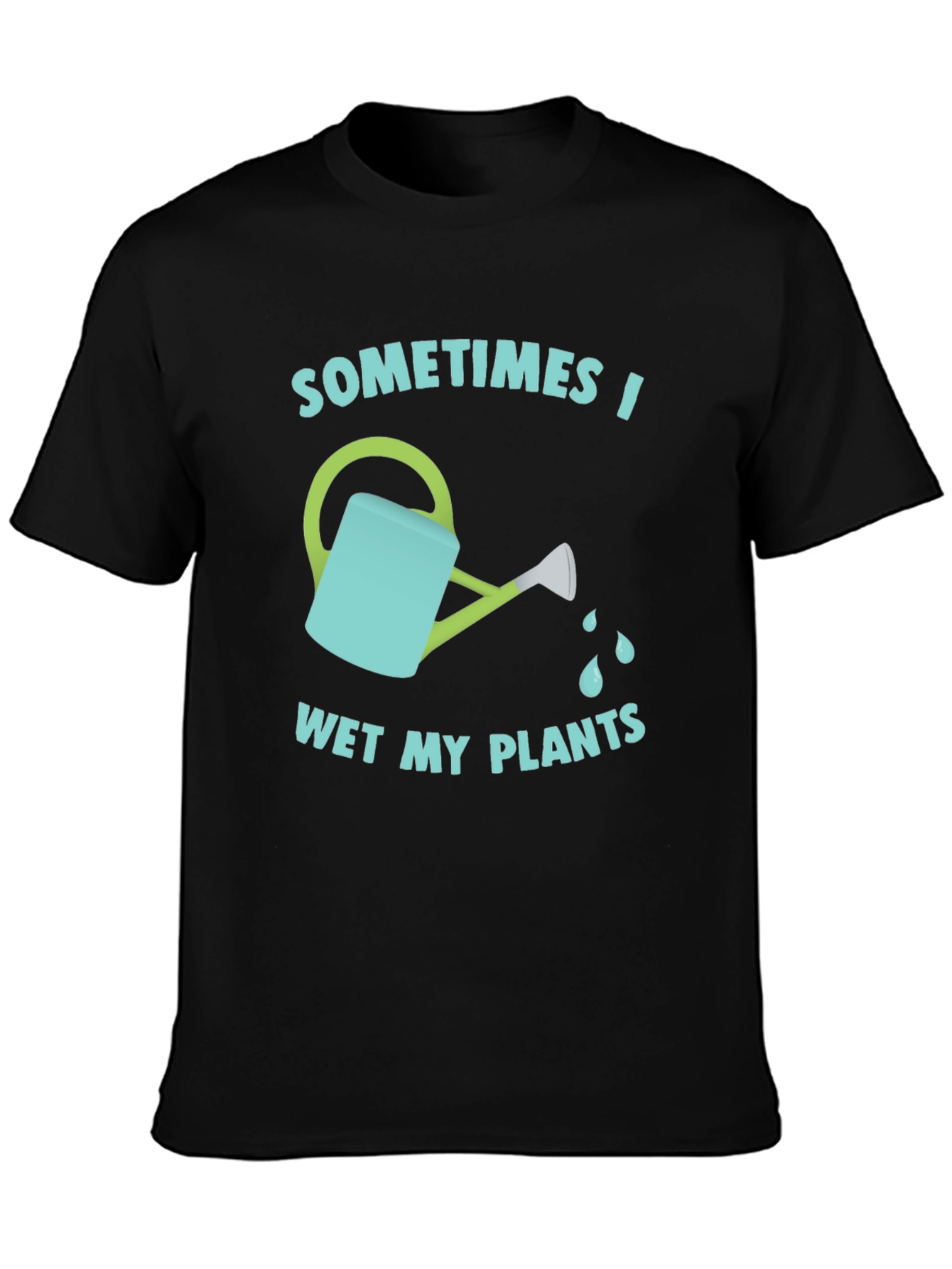 Camiseta Negra Divertida Riego Mis Plantas