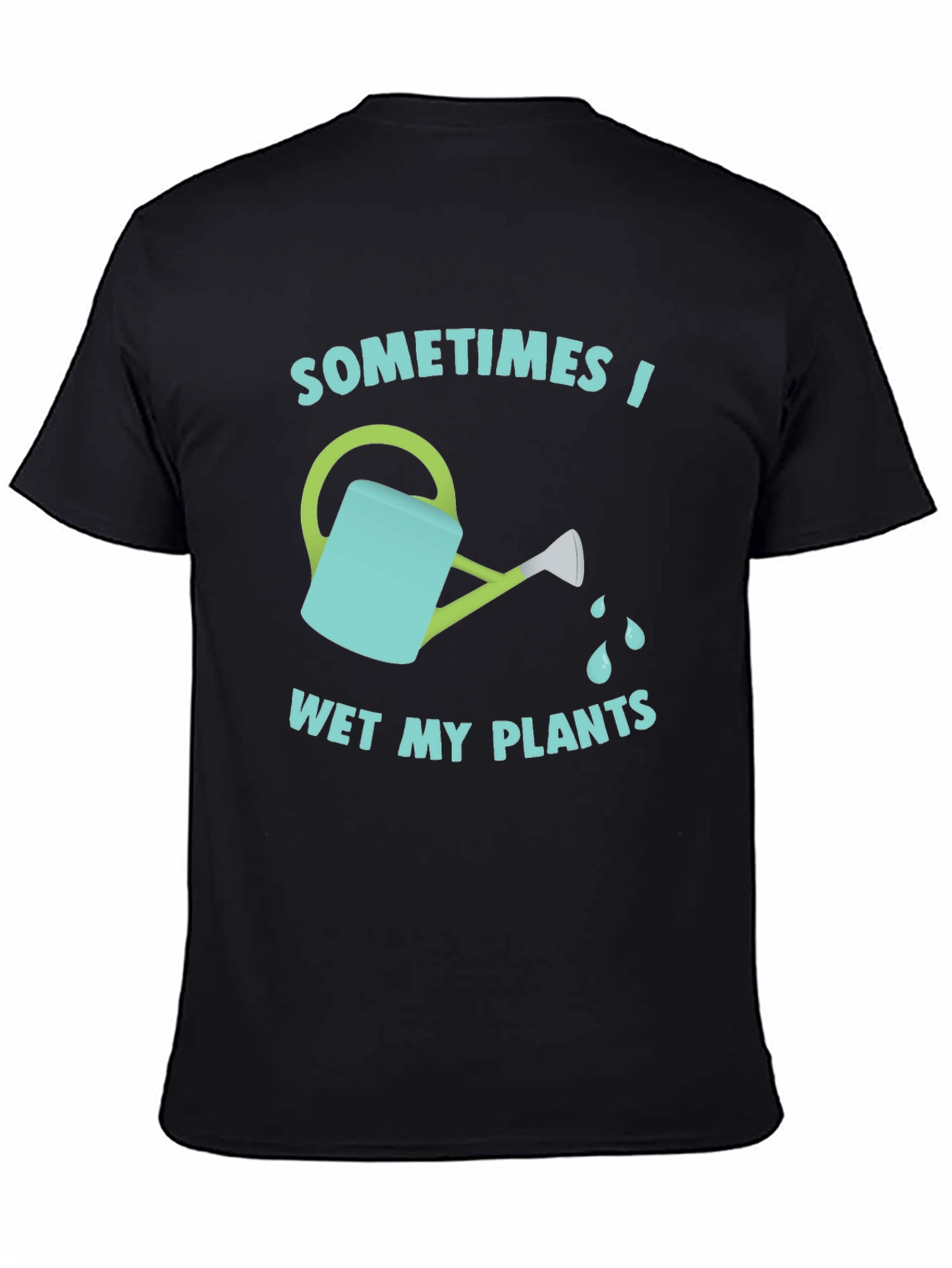 Camiseta Negra Divertida Riego Mis Plantas
