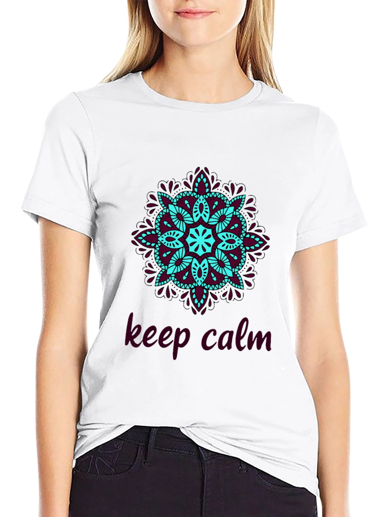 Camiseta Negra Mandala Keep Calm