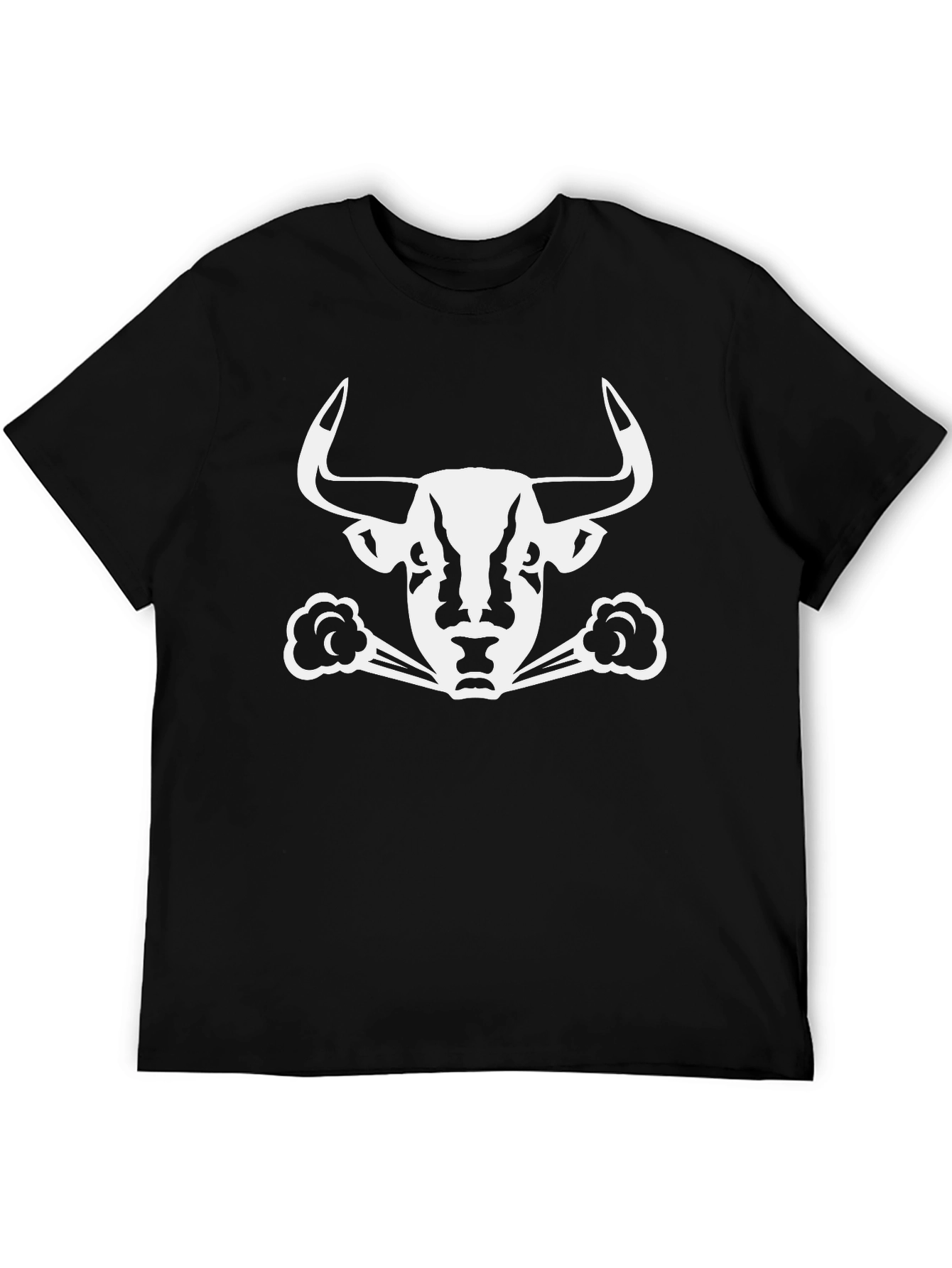 Camiseta Negra con Diseño de Toro Blanco