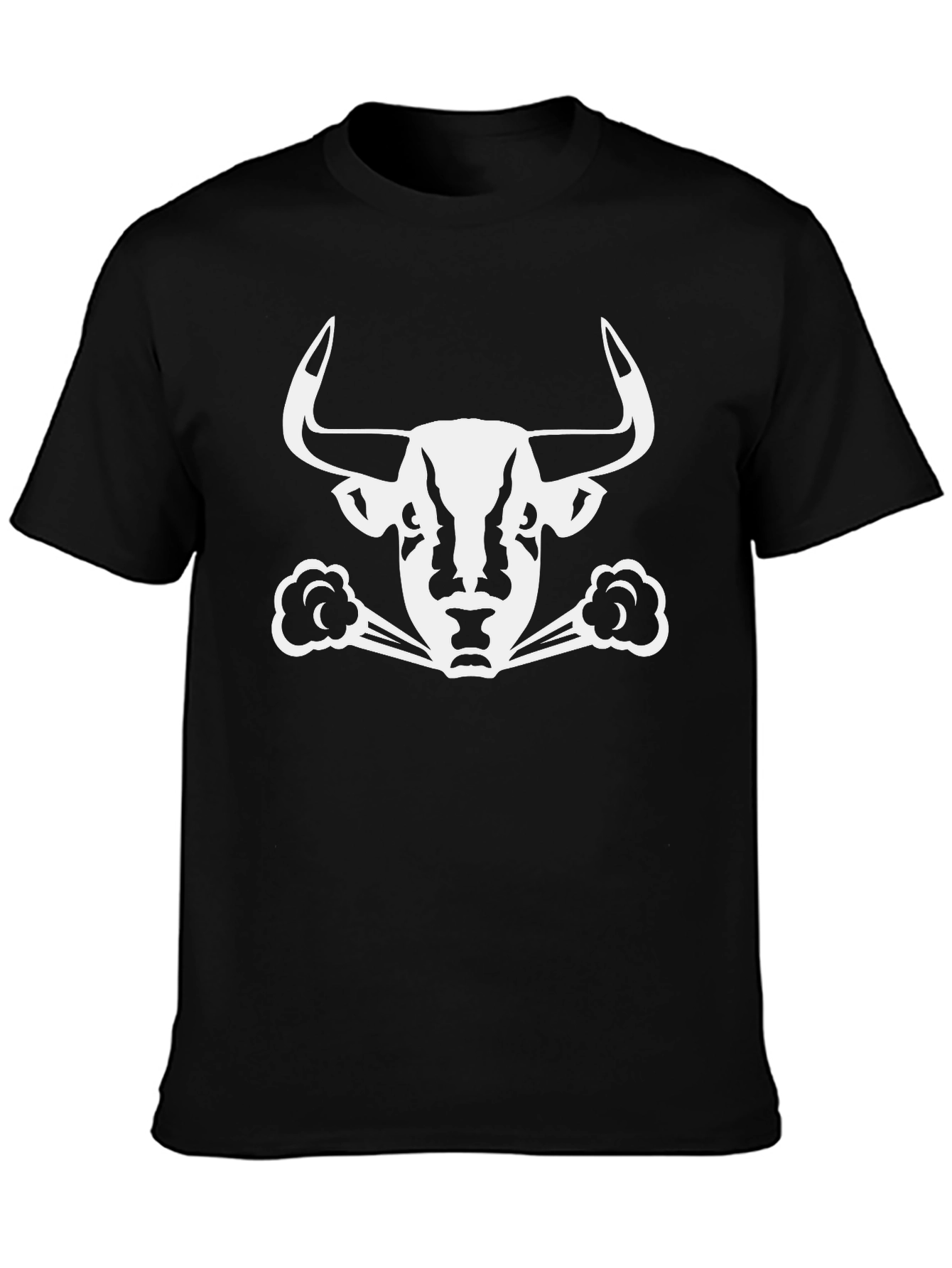 Camiseta Negra con Diseño de Toro Blanco