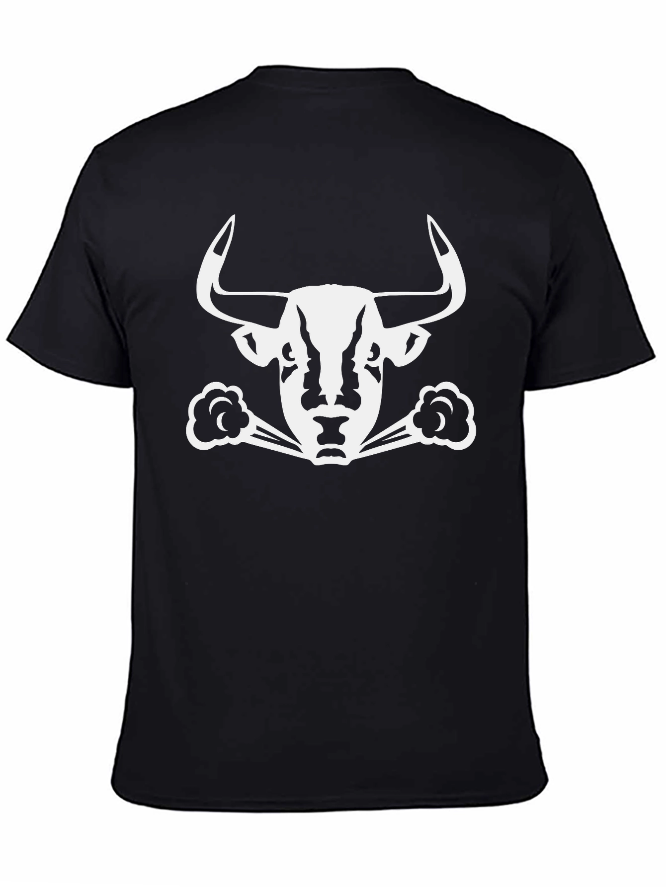 Camiseta Negra con Diseño de Toro Blanco
