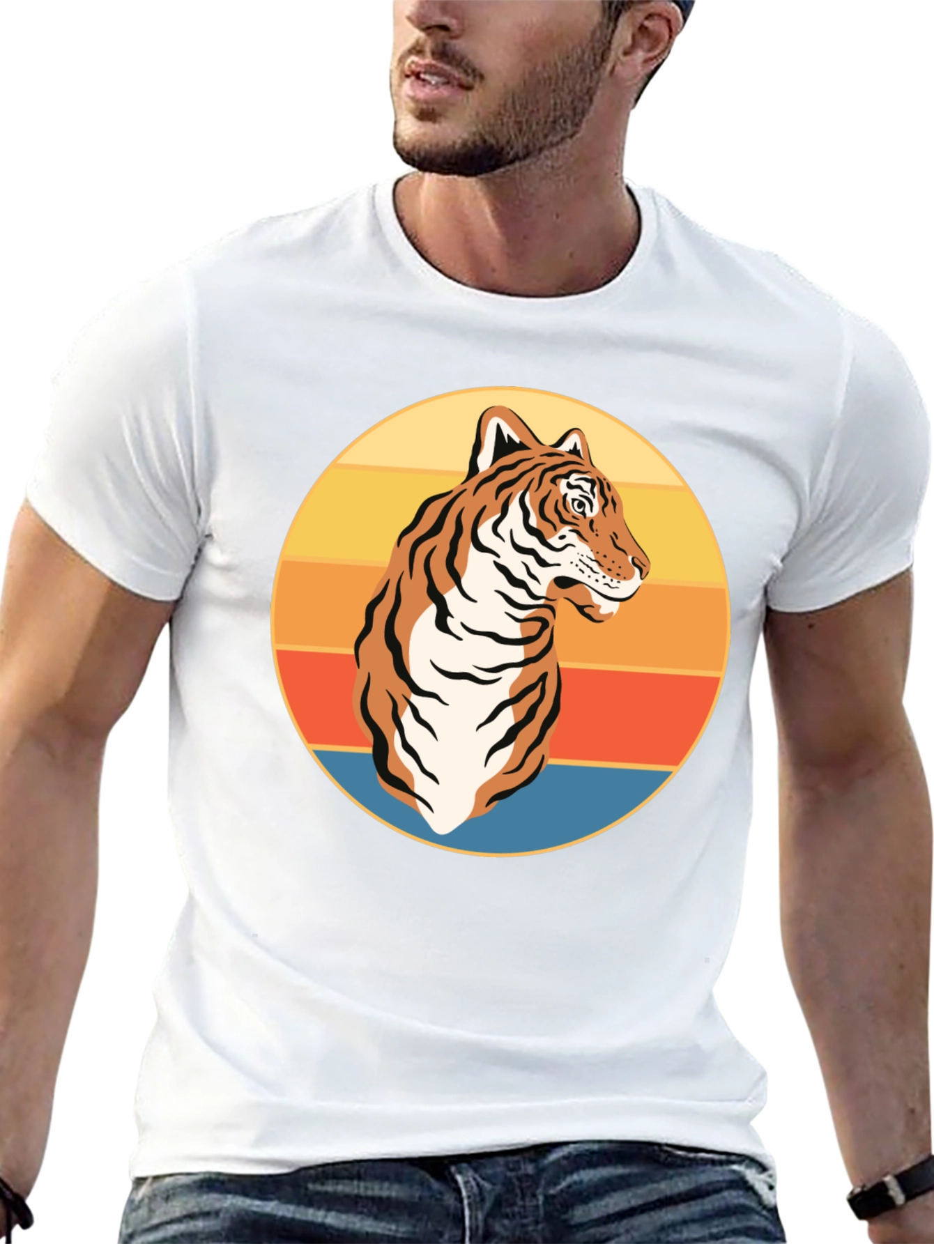 Camiseta Negra con Tigre Retro