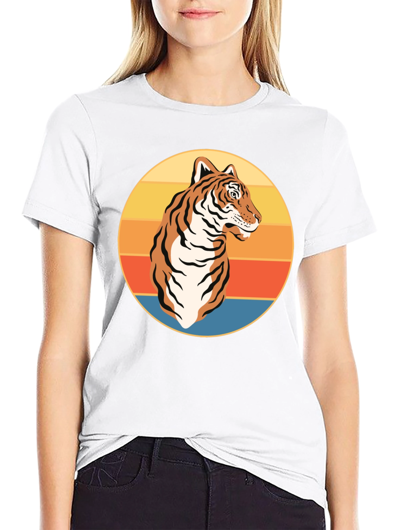 Camiseta Negra con Tigre Retro