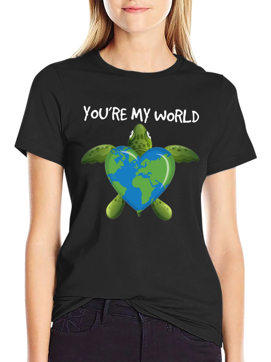 Camiseta Negra Youre My World Tortuga Ecológica