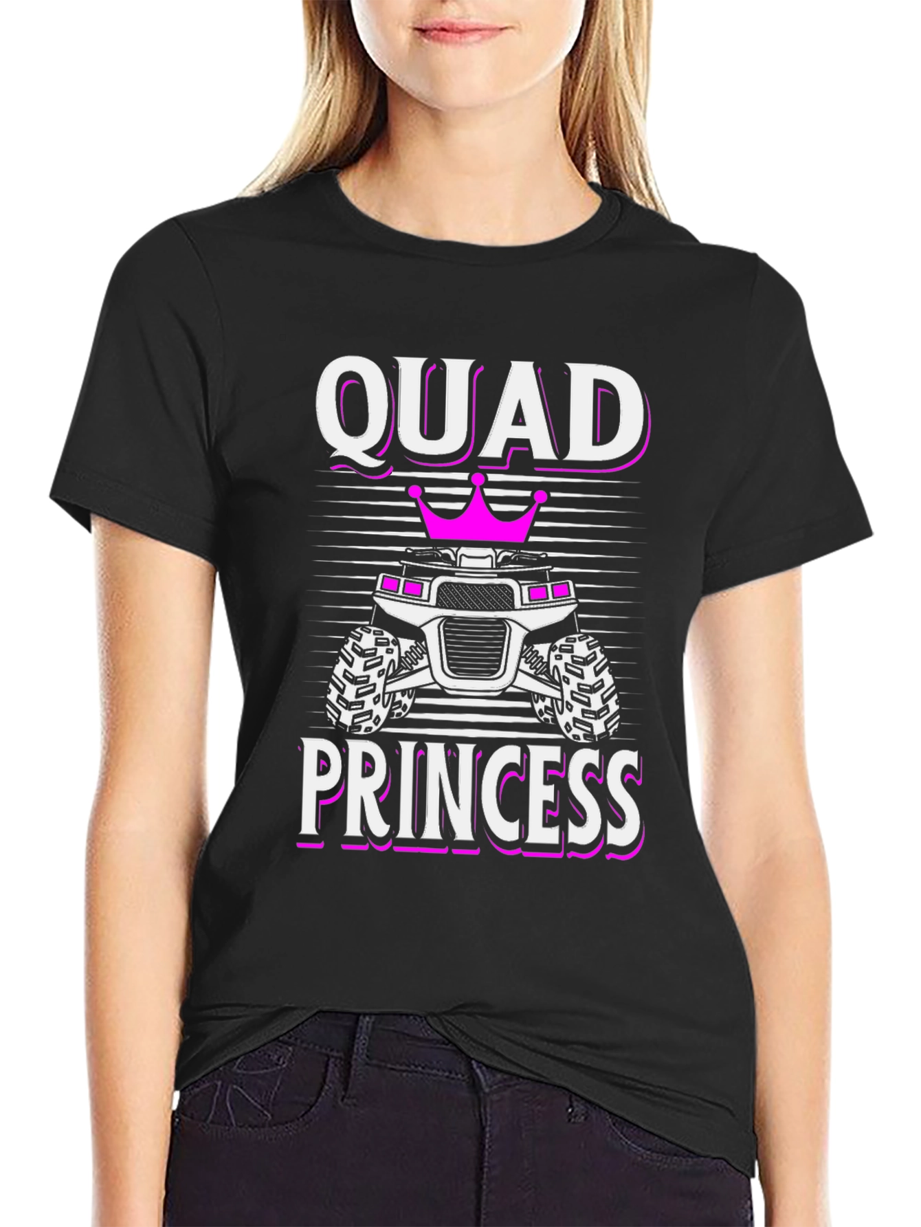 Camiseta Negra Quad Princess para Amantes de ATV