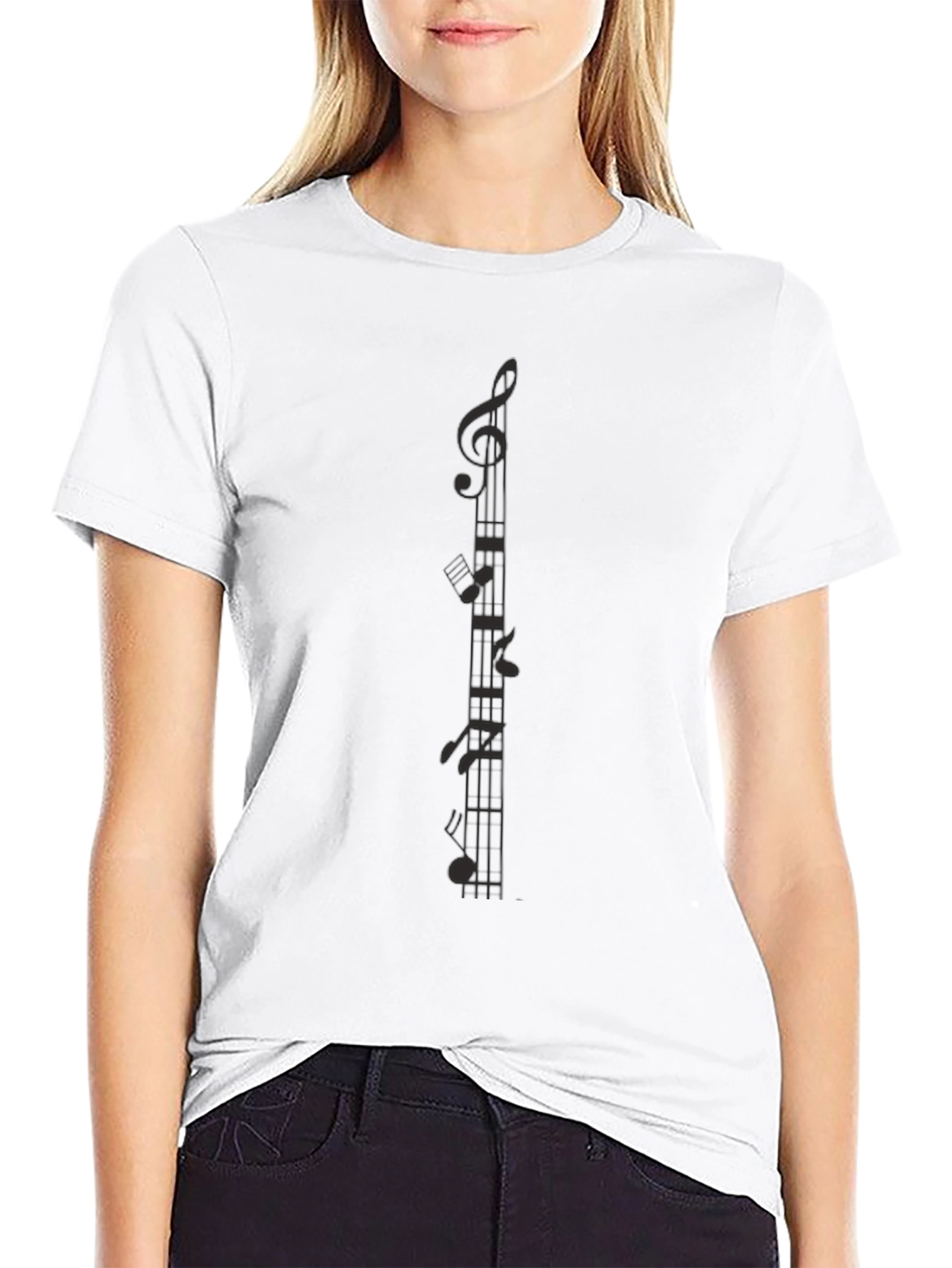 Camiseta Negra con Notas Musicales para Hombre