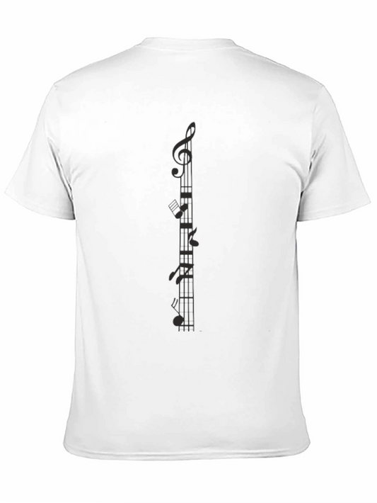 Camiseta Negra con Notas Musicales para Hombre