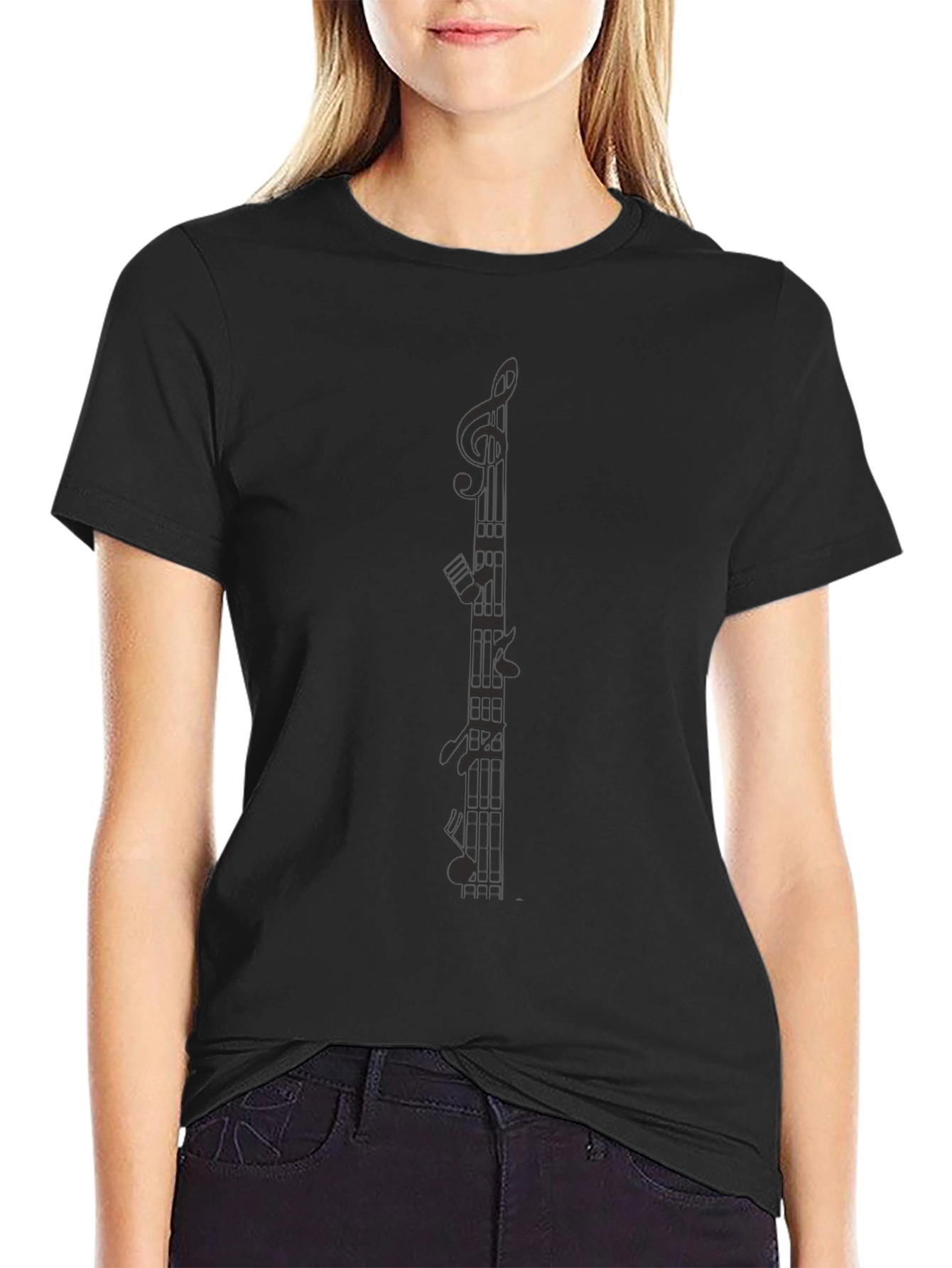 Camiseta Negra con Notas Musicales para Hombre