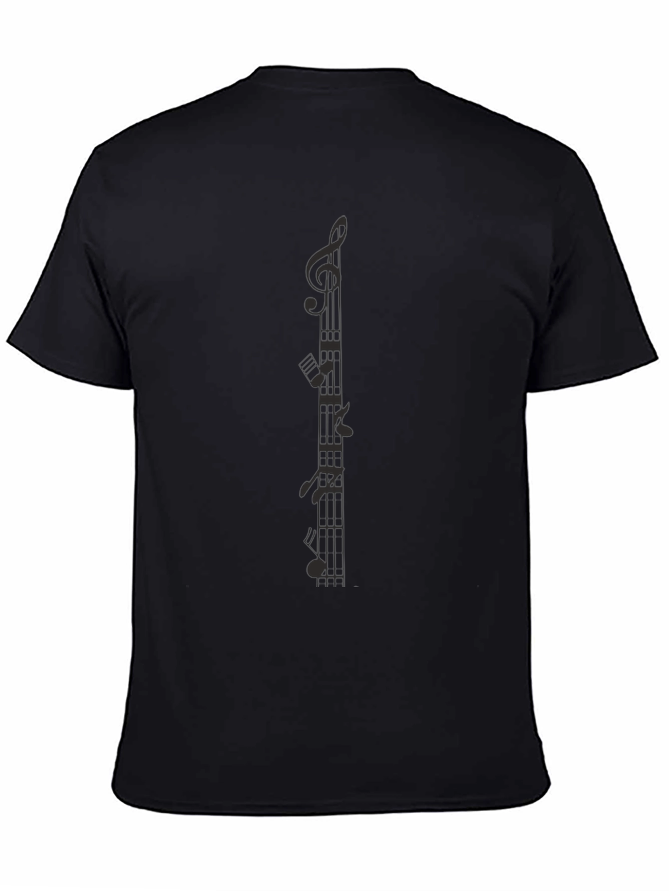 Camiseta Negra con Notas Musicales para Hombre