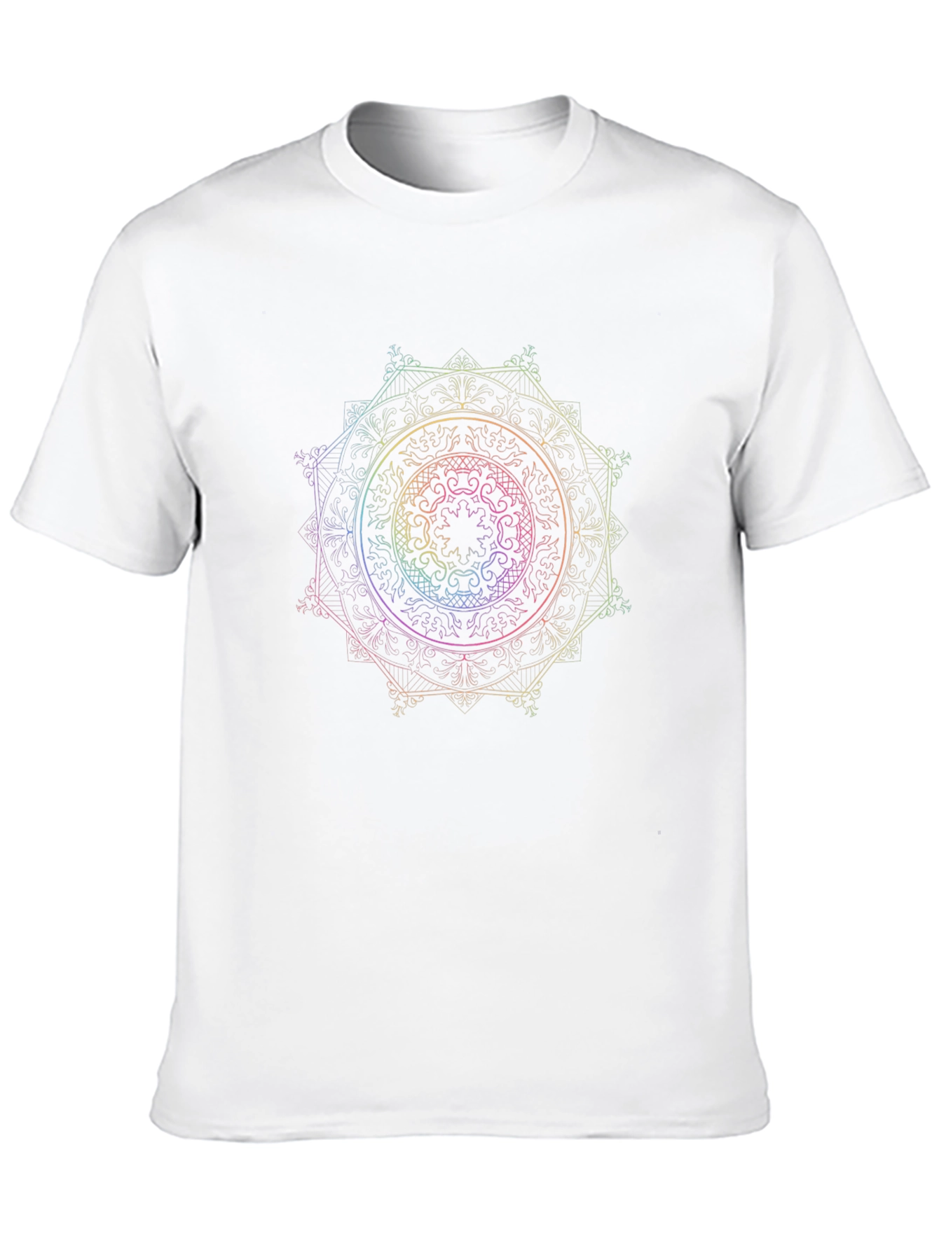 Camiseta Negra Mandala Arcoíris Diseño Único