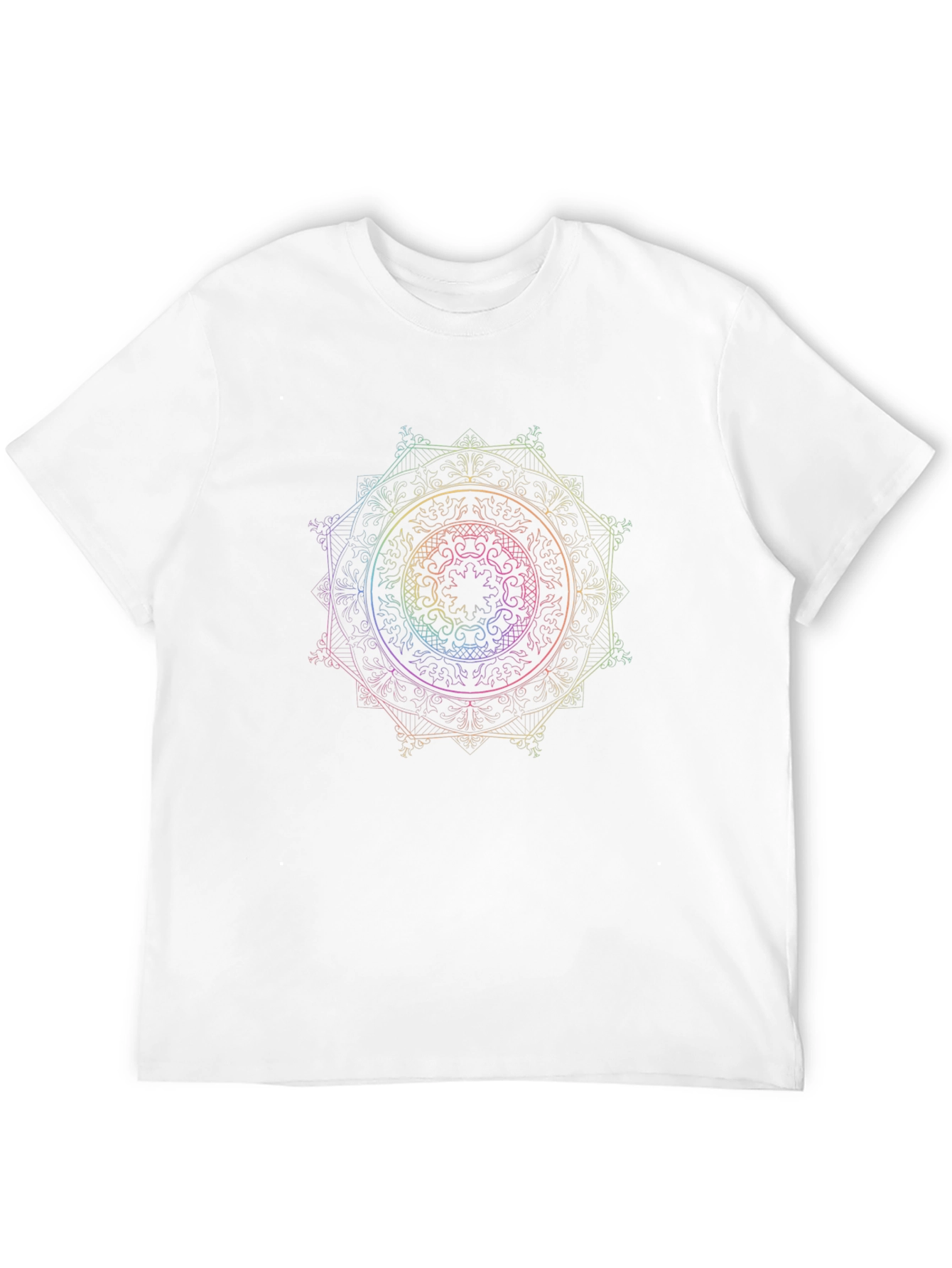 Camiseta Negra Mandala Arcoíris Diseño Único