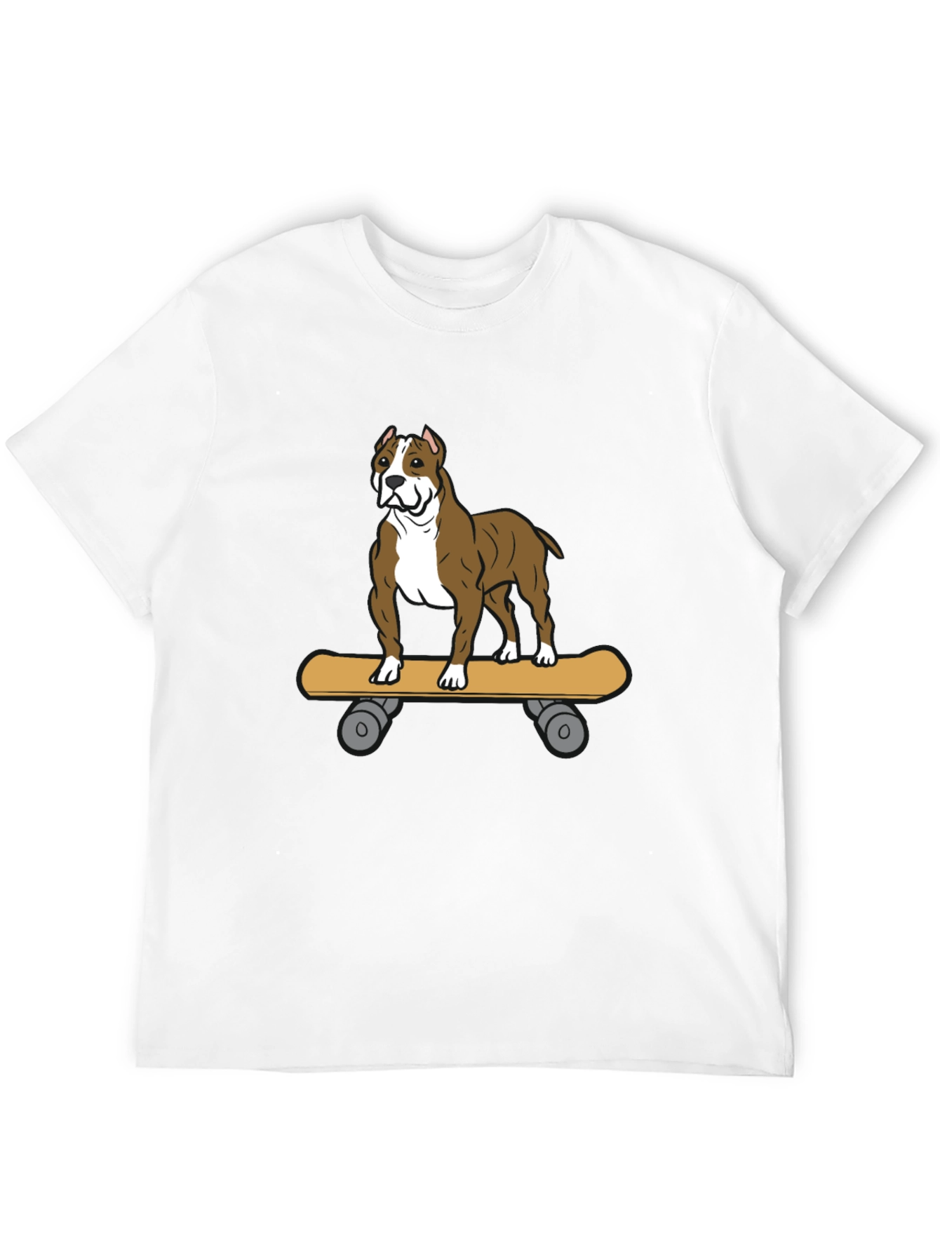 Camiseta Negra con Diseño de Perro Pitbull en Skate