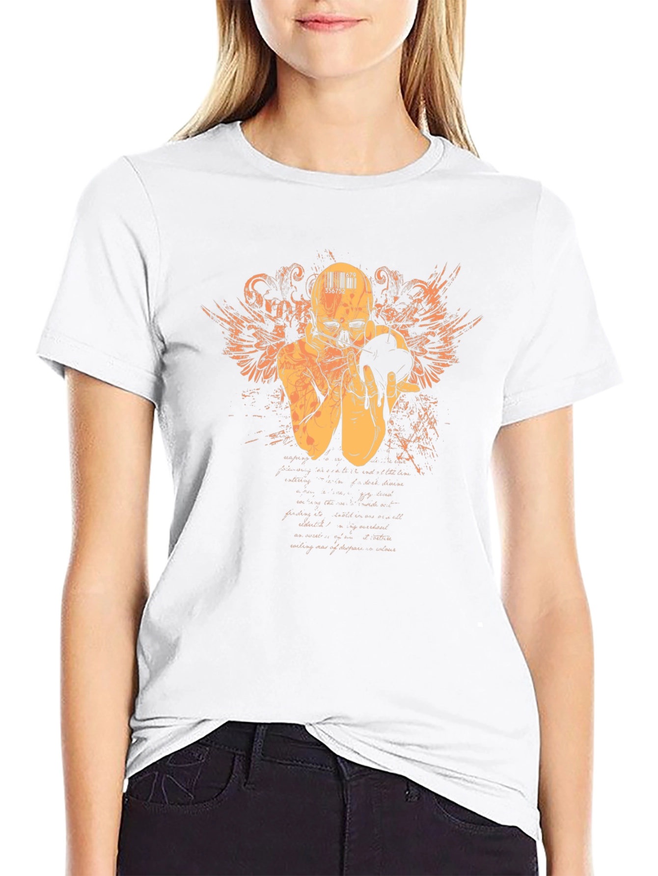Camiseta Negra con Diseño de Cráneo y Alas