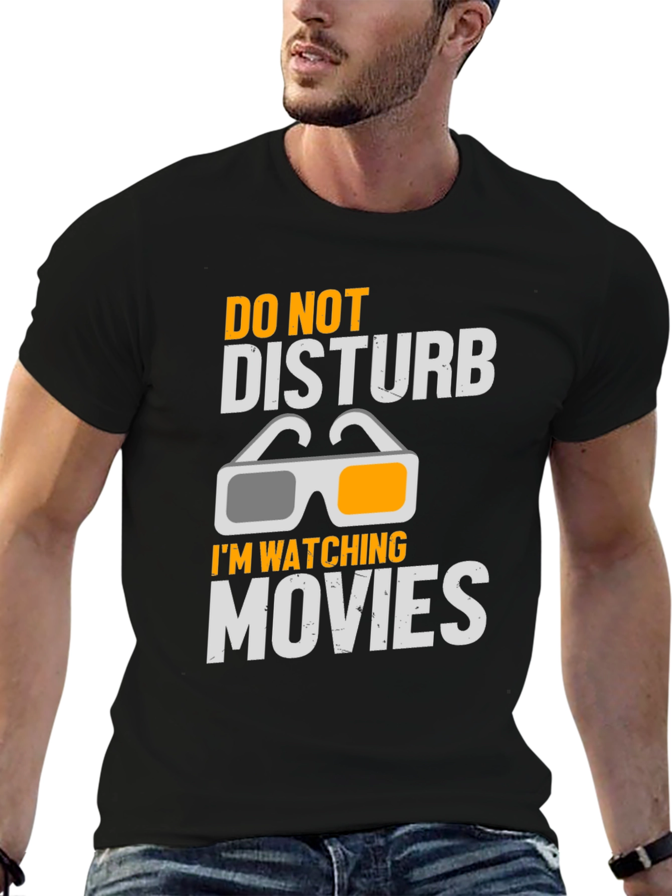 Camiseta Negra No Molestar Estoy Viendo Películas