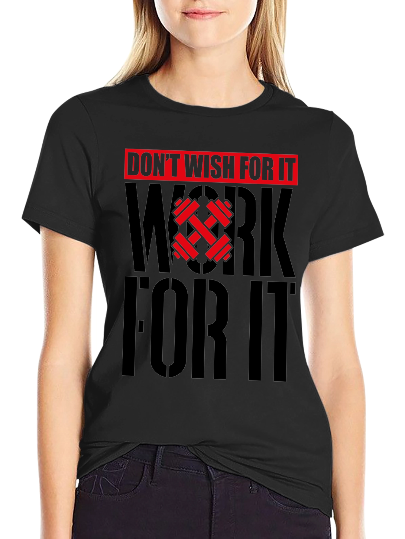 Camiseta Negra Motivacional Gimnasio - ¡Trabaja por ello!