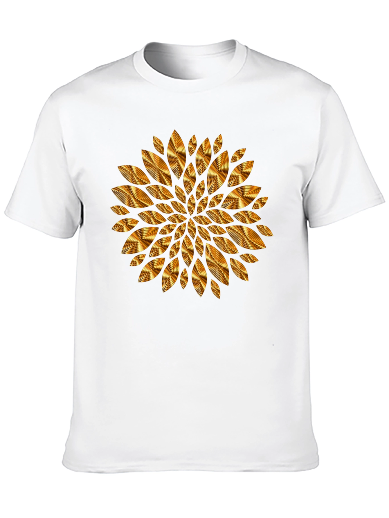 Camiseta Negra con Diseño Floral Dorado