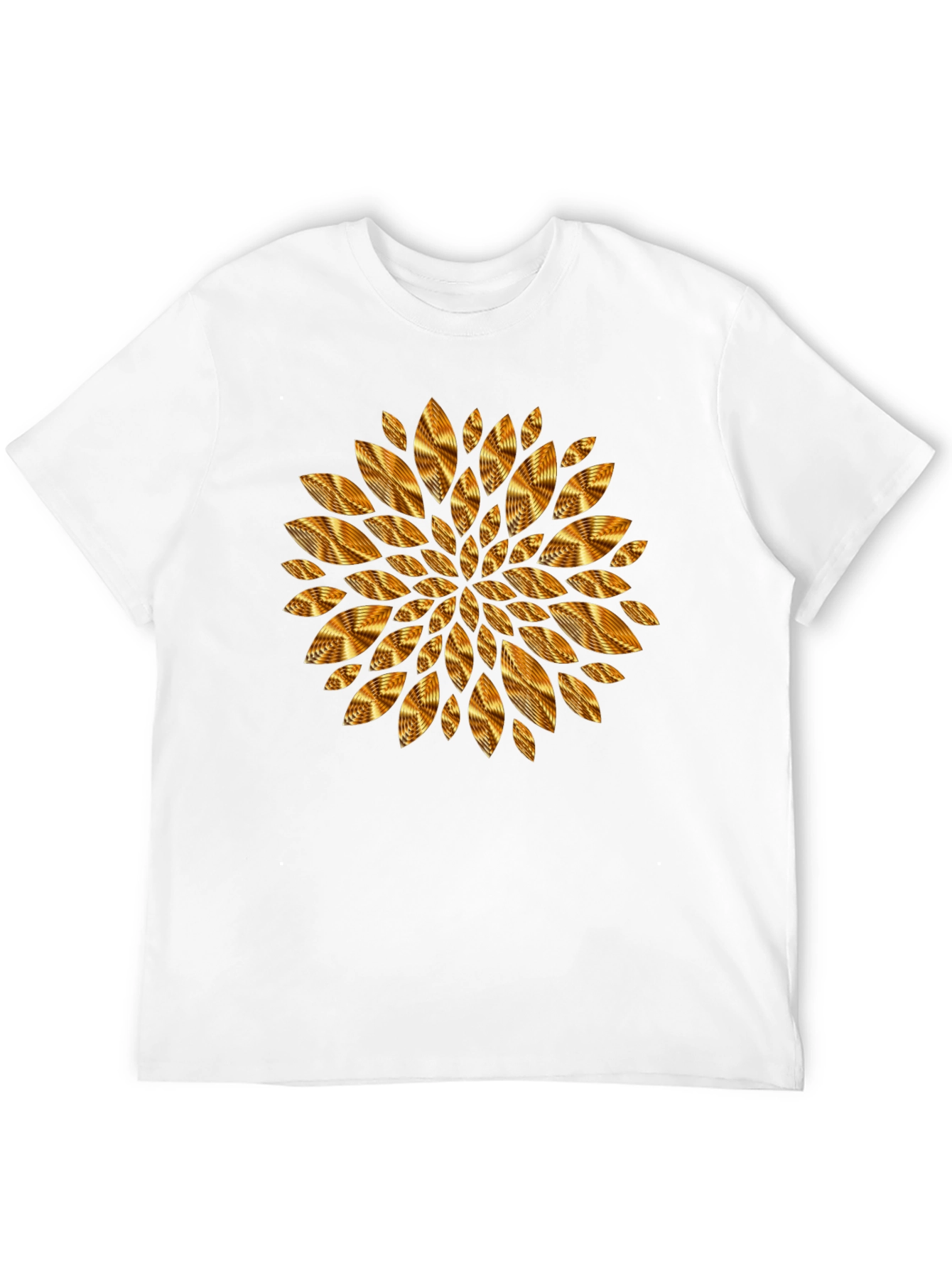 Camiseta Negra con Diseño Floral Dorado