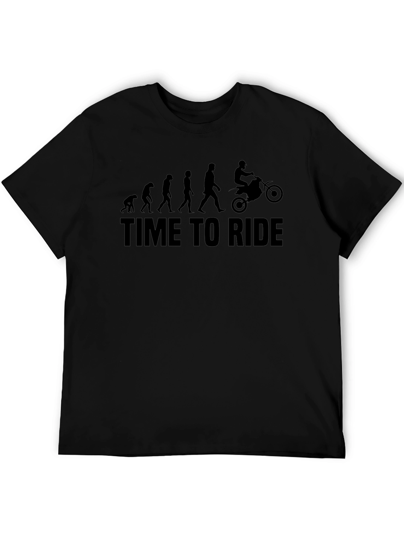 Camiseta Negra Time To Ride Evolución Motociclismo