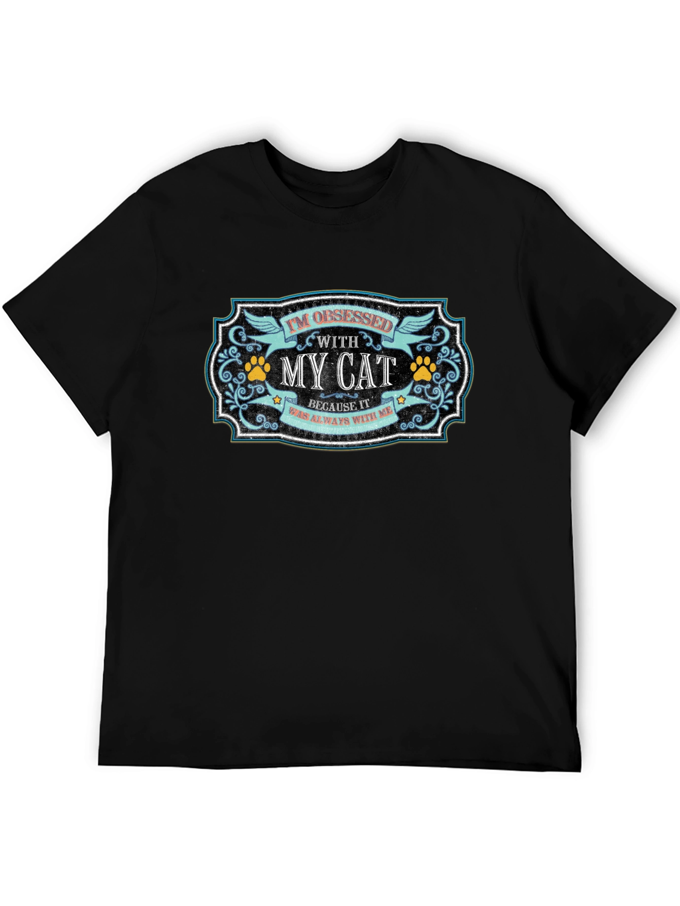 Camiseta Negra Obsesionado con Mi Gato