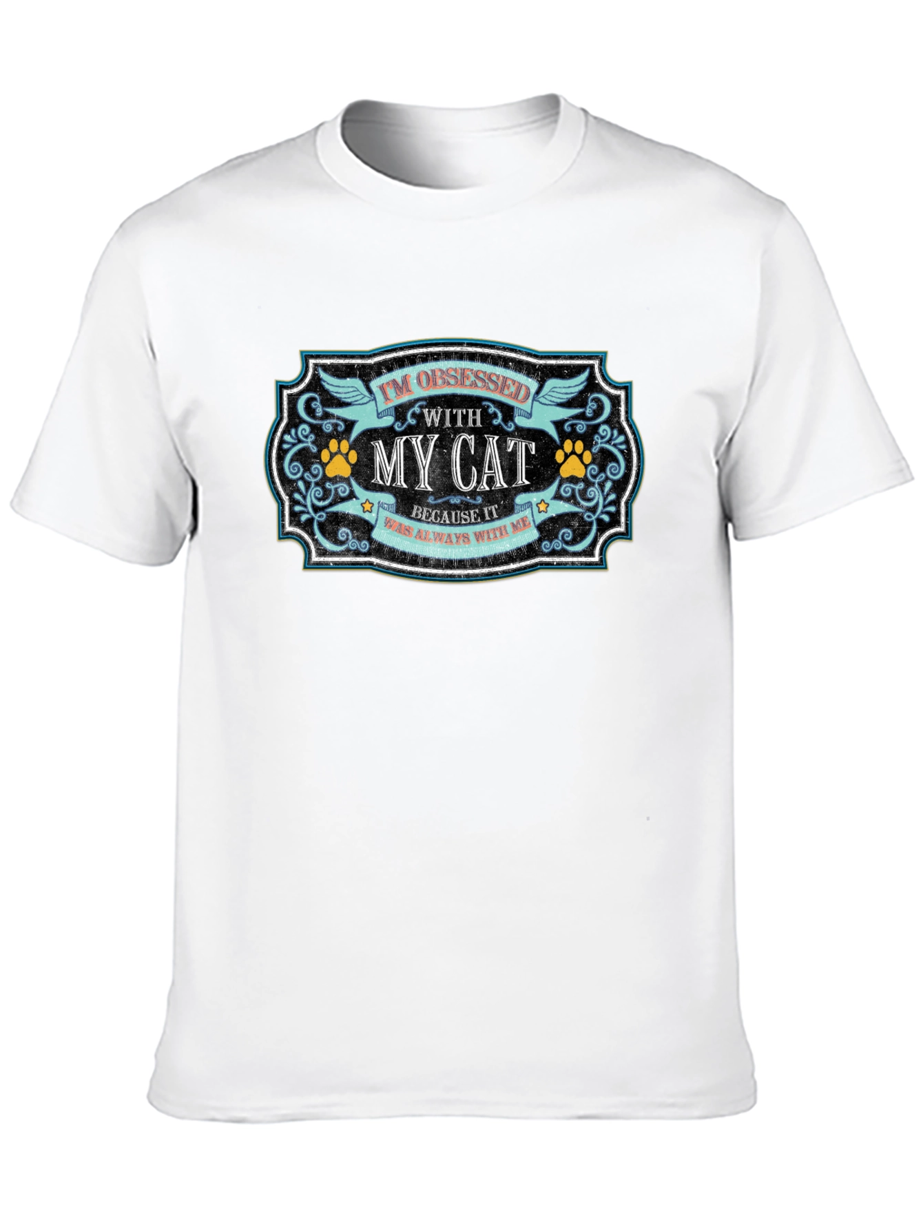 Camiseta Negra Obsesionado con Mi Gato
