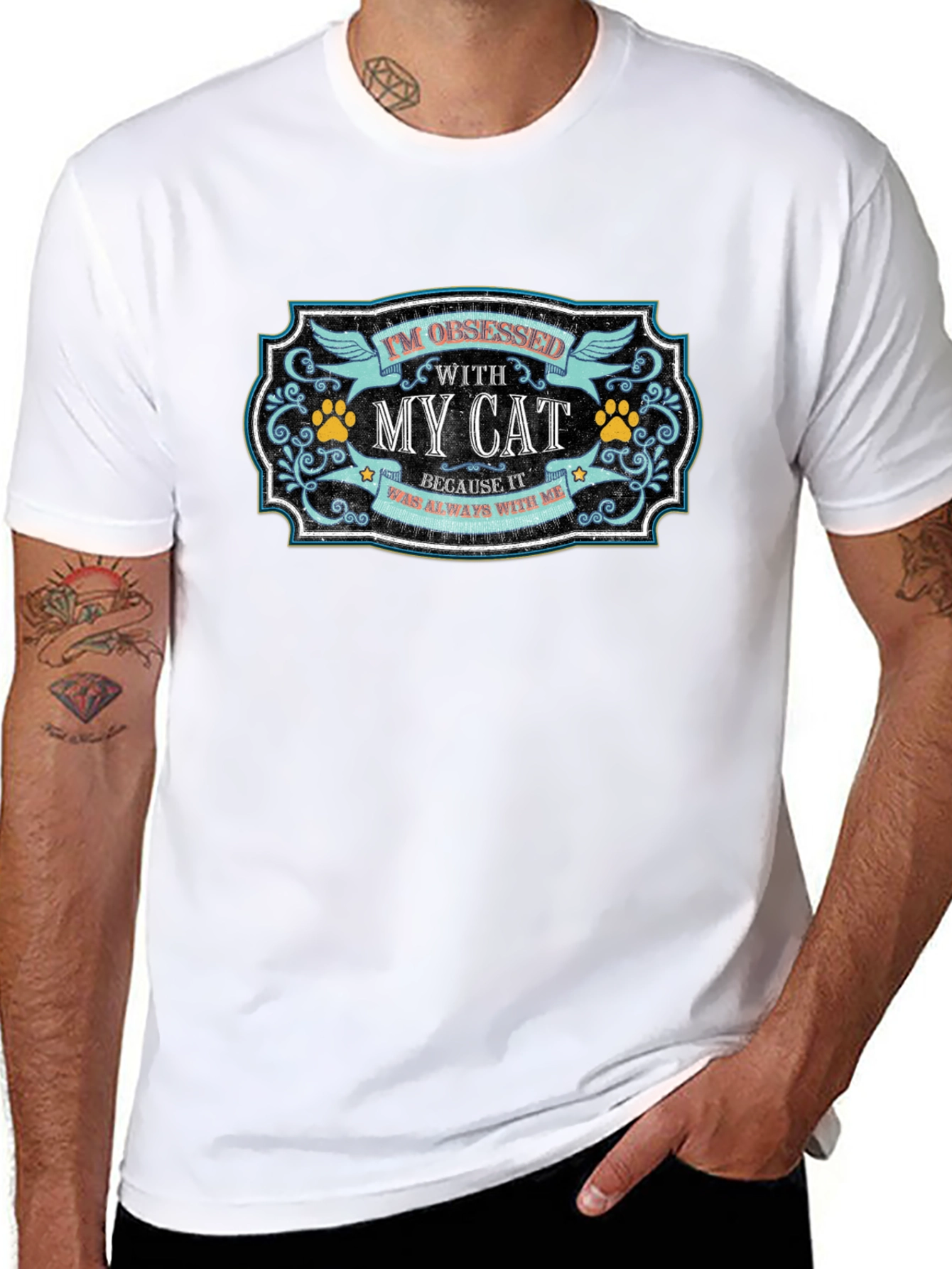 Camiseta Negra Obsesionado con Mi Gato