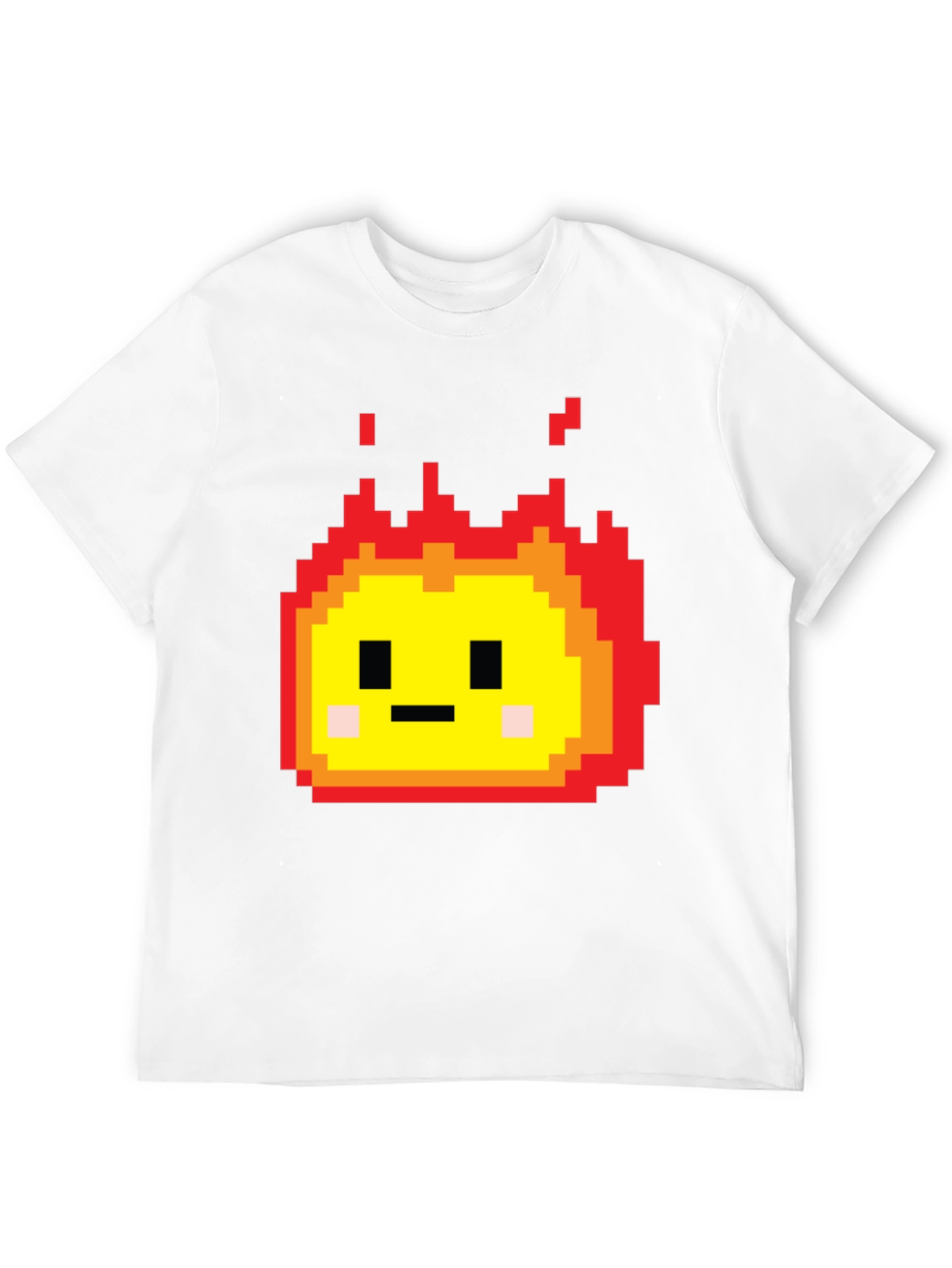 Camiseta Negra con Diseño Pixel de Fuego