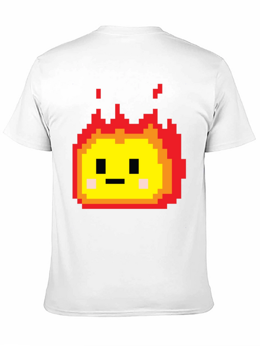 Camiseta Negra con Diseño Pixel de Fuego