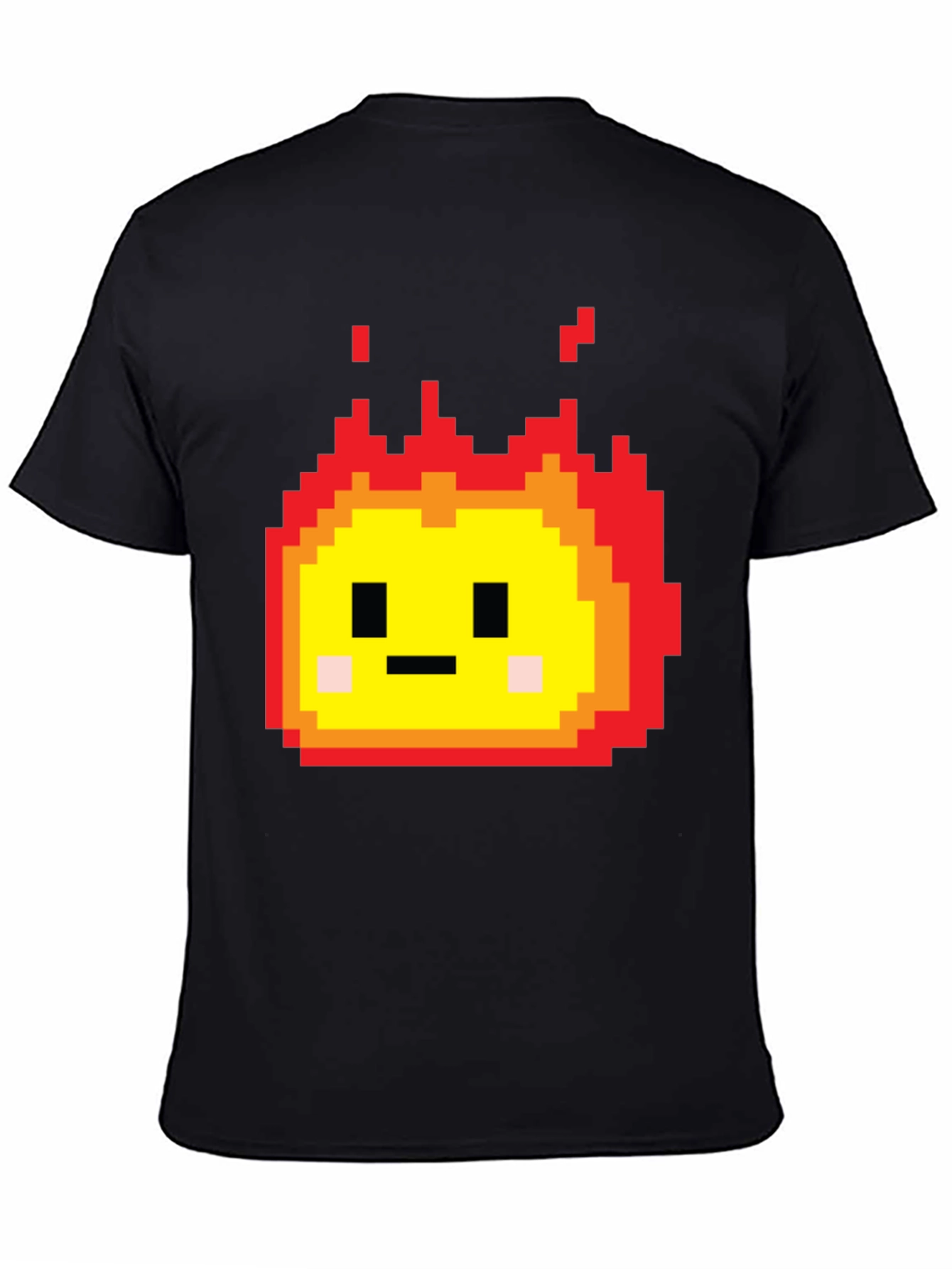 Camiseta Negra con Diseño Pixel de Fuego