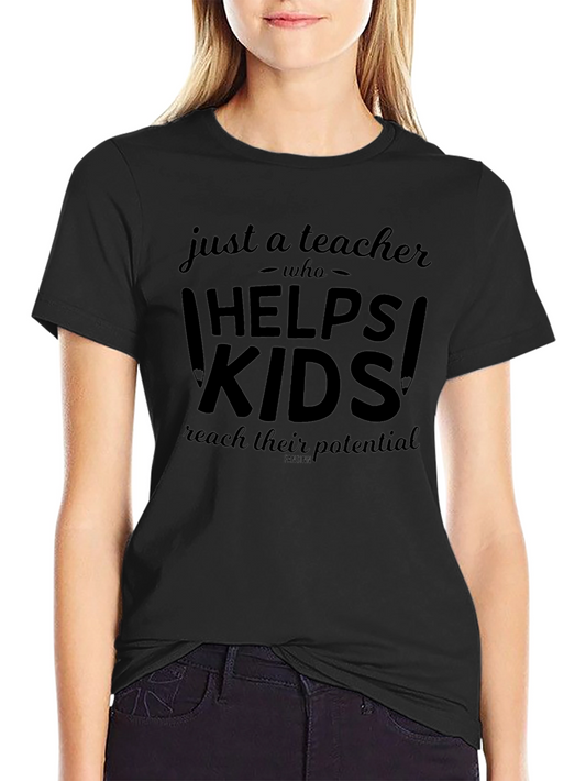 Camiseta Negra Just a Teacher Who Helps Kids