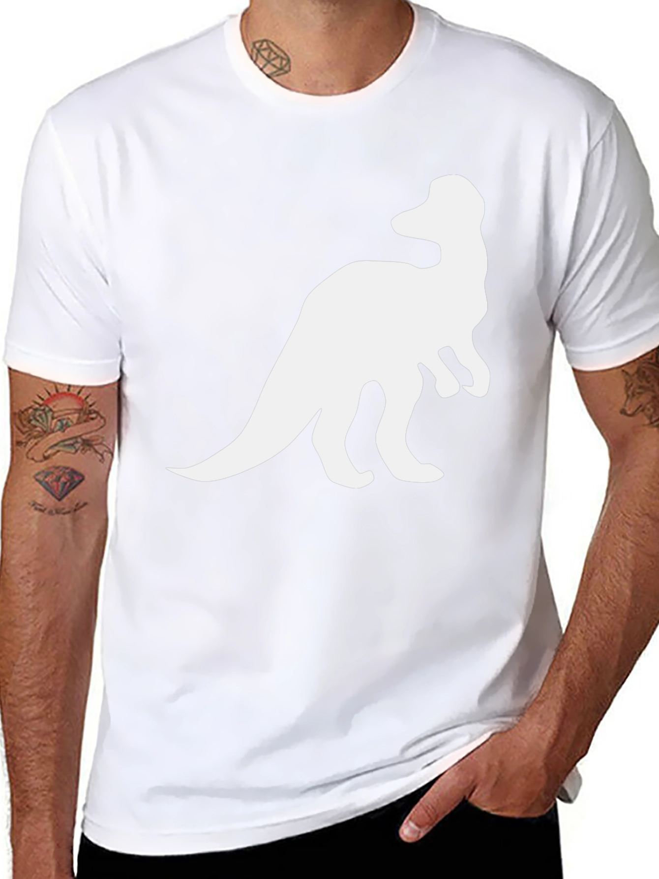 Camiseta Hombre Negra Estampado Dinosaurio
