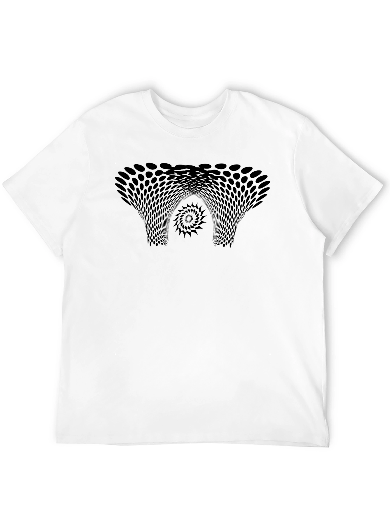 Camiseta Negra con Diseño Abstracto Hipnótico