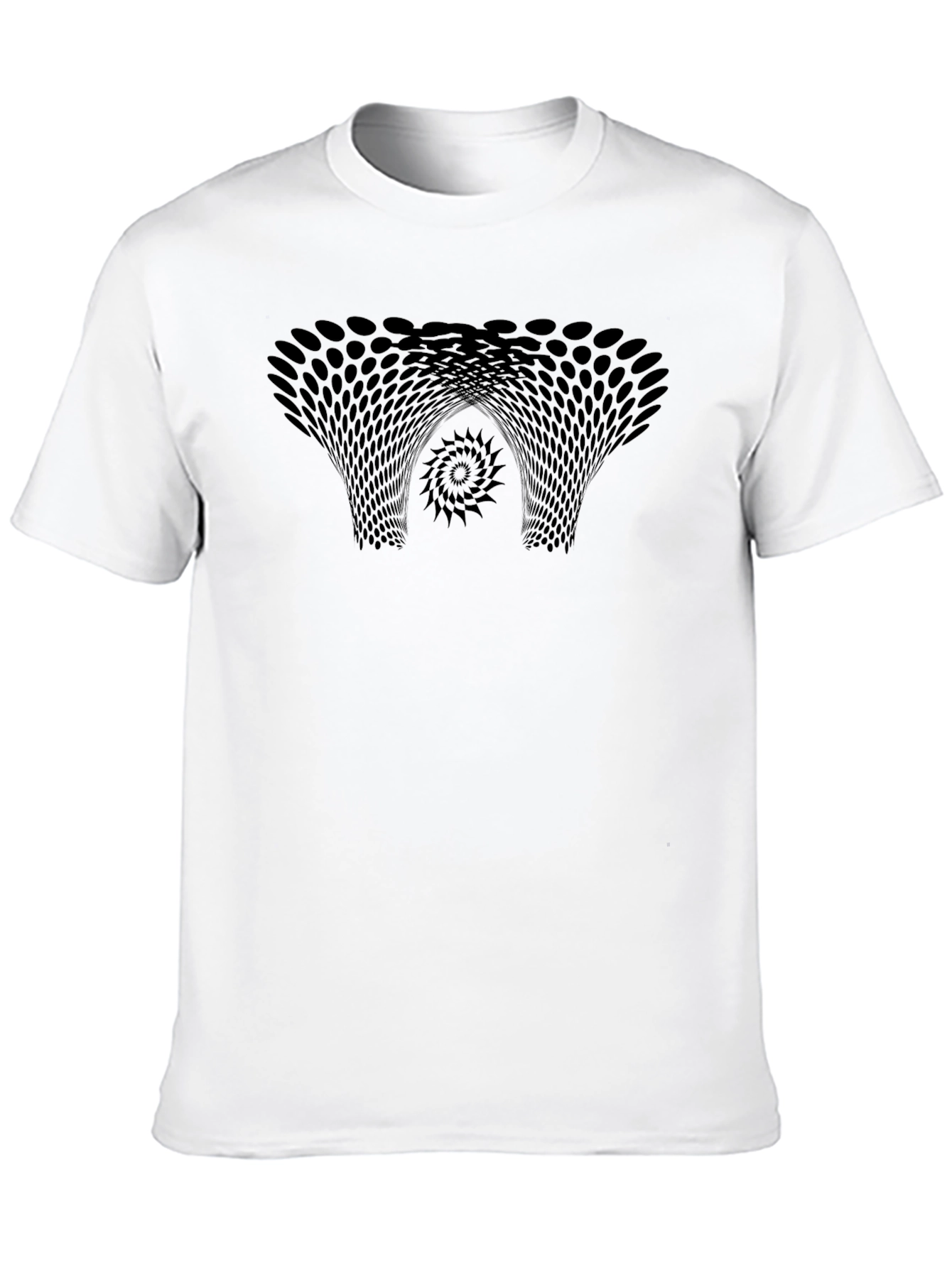 Camiseta Negra con Diseño Abstracto Hipnótico