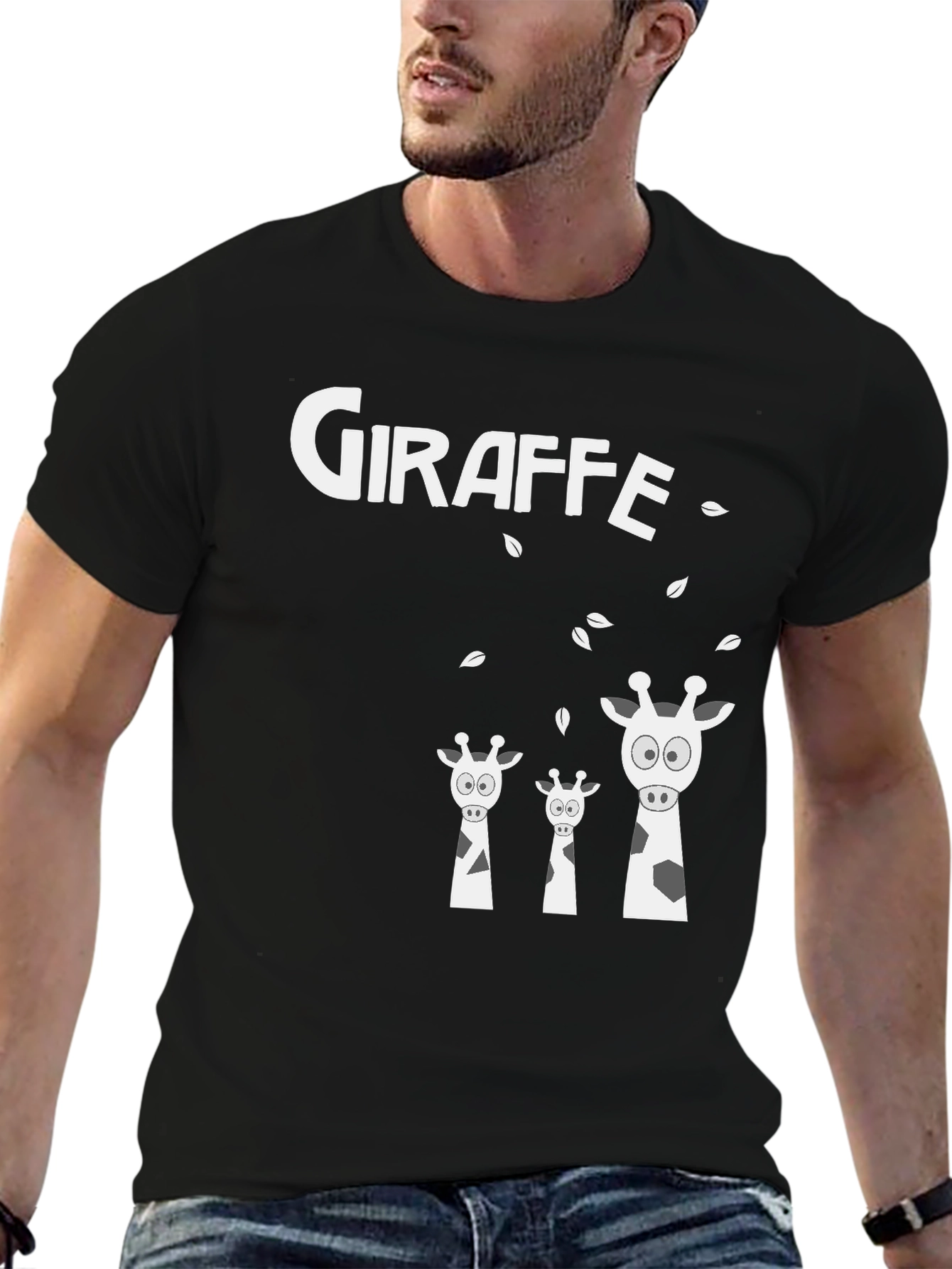 Camiseta Negra de Jirafas Divertida y Original