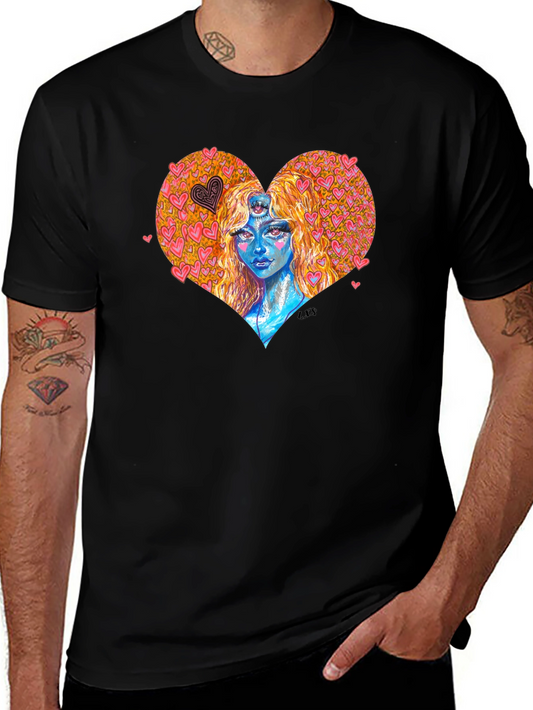 Camiseta Negra con Diseño de Corazón Místico