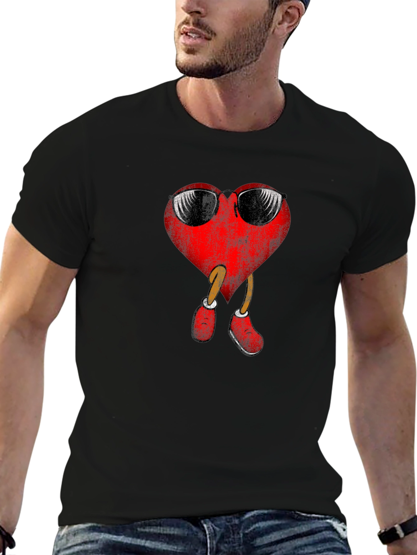 Camiseta Negra con Corazón Cool