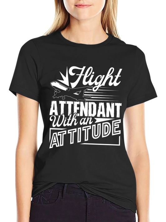 Camiseta Negra: Asistente de Vuelo con Actitud