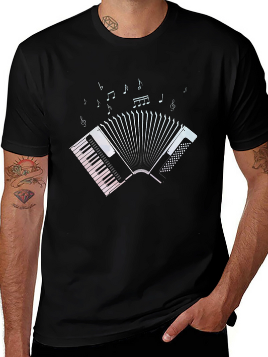 Camiseta Negra con Diseño de Acordeón Musical