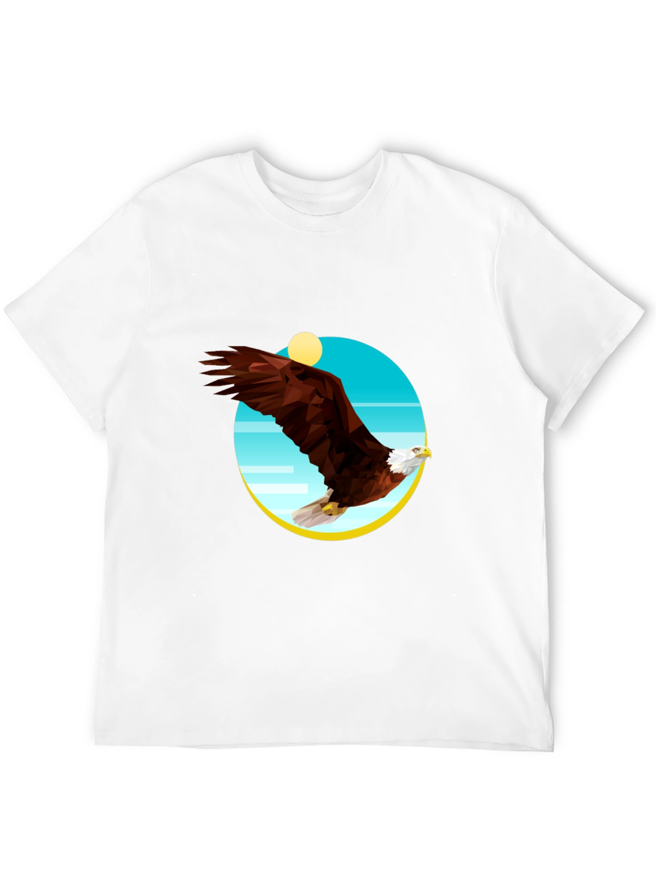 Camiseta Negra Hombre Águila Geométrica