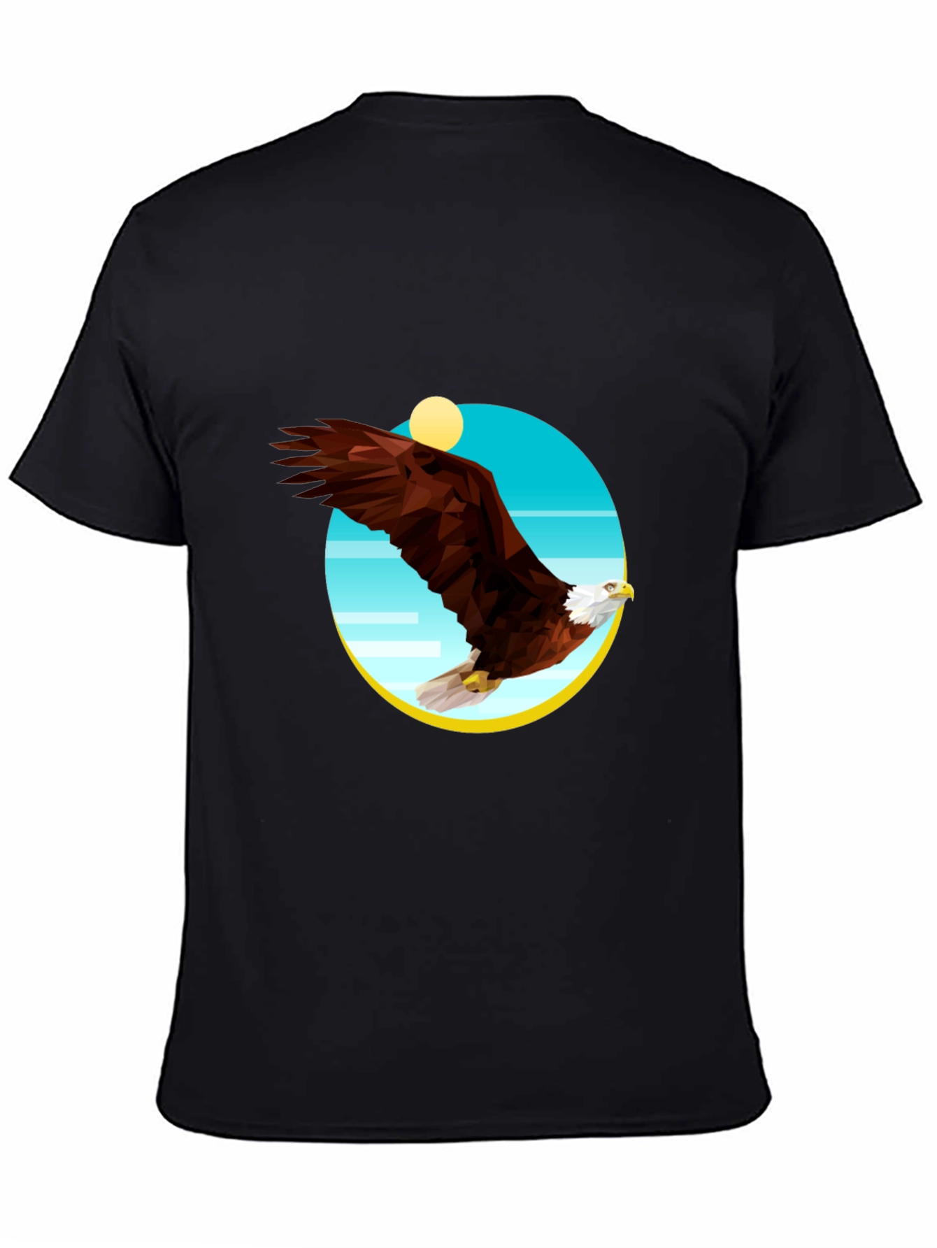 Camiseta Negra Hombre Águila Geométrica