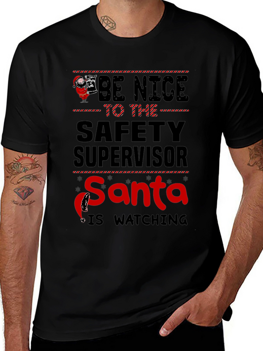 Camiseta Negra con Diseño Navideño de Seguridad