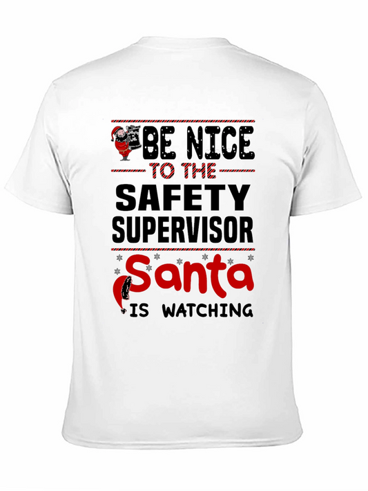 Camiseta Negra con Diseño Navideño de Seguridad