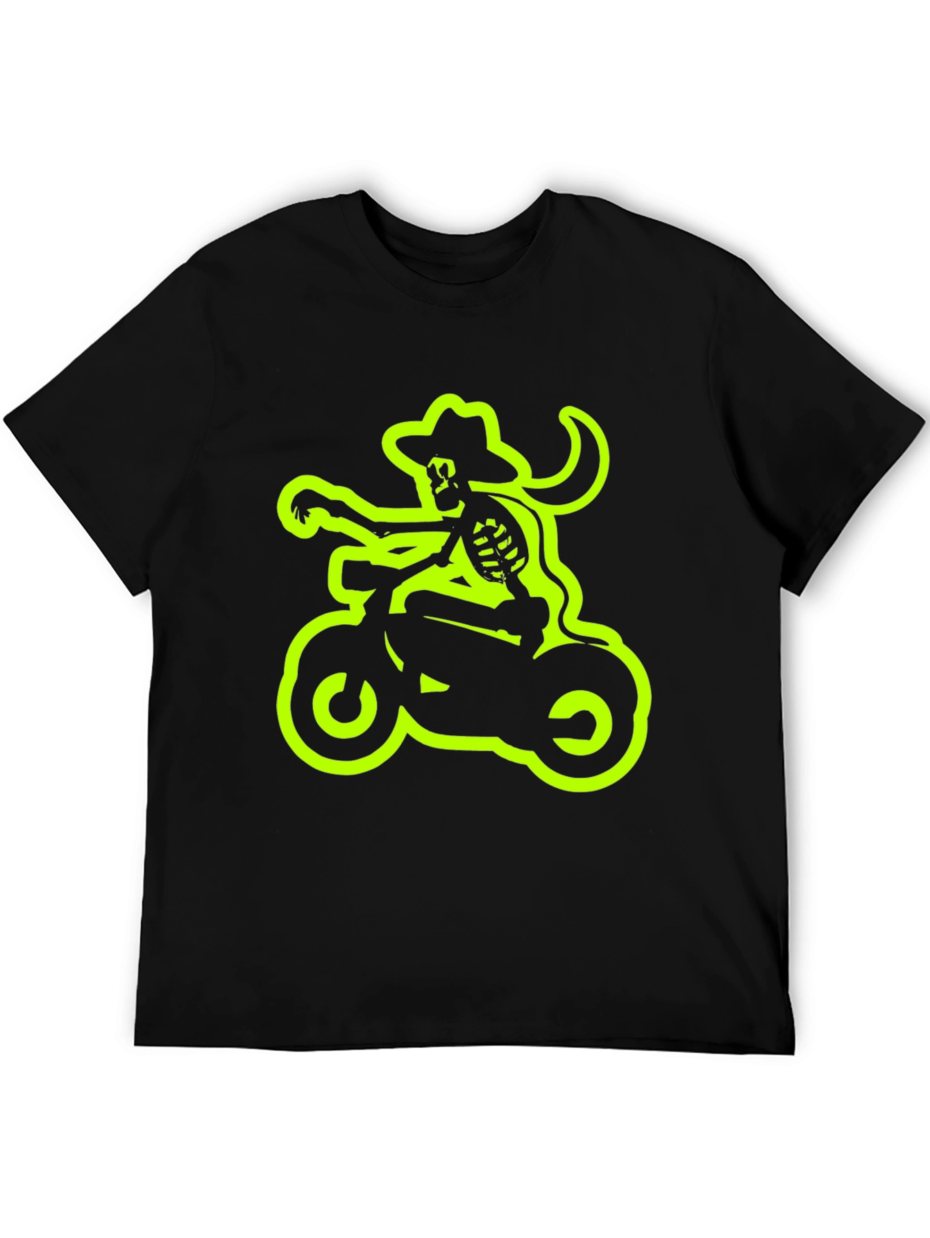 Camiseta Negra con Esqueleto Motero Neón