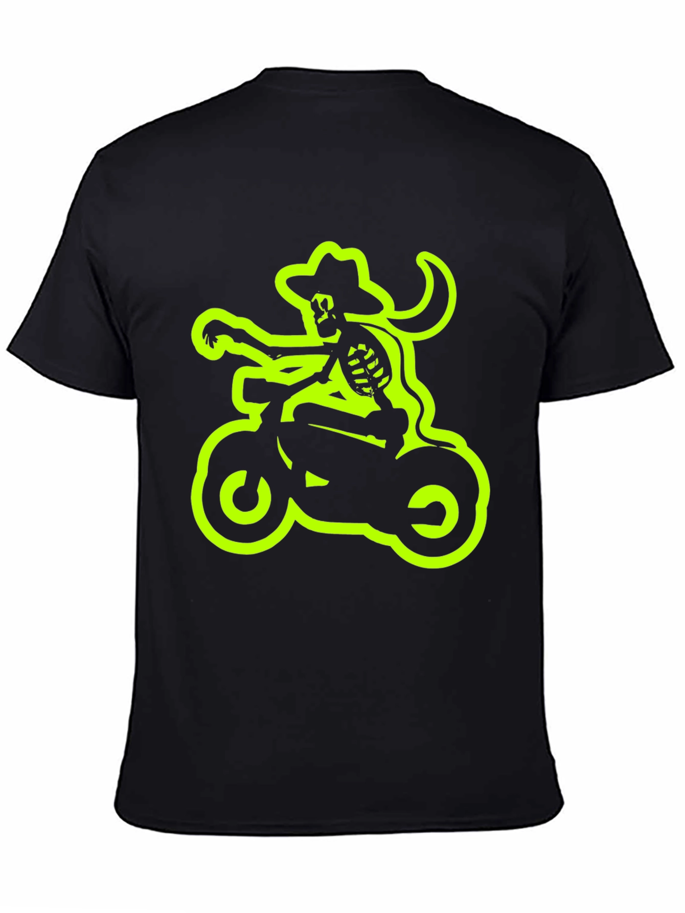 Camiseta Negra con Esqueleto Motero Neón