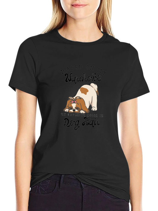 Camiseta Negra Basado en mi guardarropa de pelo de perro